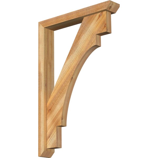 Ekena Millwork Merced Slat Rough Sawn Bracket w/ Offset Brace, Western Red Cedar, 4"W x 24"D x 36"H BKT0402X24X36MRC06RWR - main